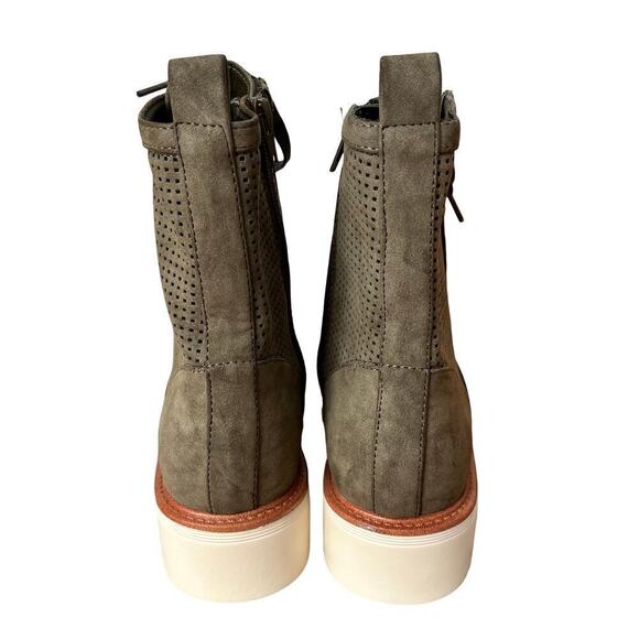 MIA Havenn Kashton Lace Up Combat Boots Size 8.5 Olive Green Perforated Side Zip - Picture 6 of 12